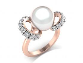 Bridesmaid Diamond & Pearl Ring