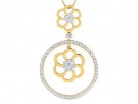 Diamond Floral Pendant &Earring