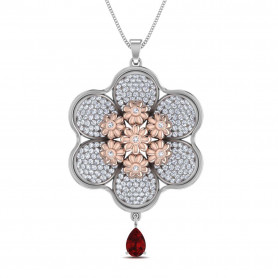Floral Diamond & Ruby Jewelry Set