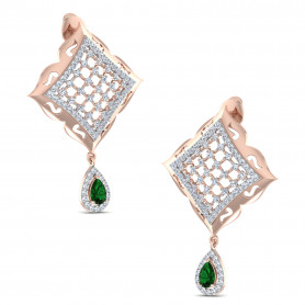 Two tone Diamond & Gemstone Danglers - Birthstone Collection