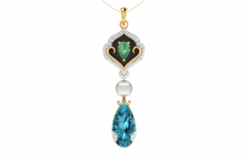 Diamond, Pearl & Prehnite Jewelry Set