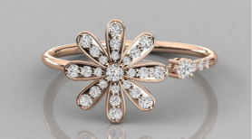 Floral  Diamond Cuff  Ring - For Her