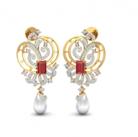 Ruby, Pearl & Diamond Studs= Birthstone Collection