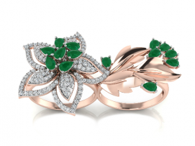 Diamond & Gemstone Two-Finger Ring 