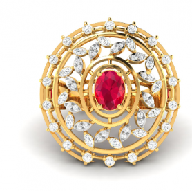 Diamond & Gemstone Cocktail Ring - Ethnic Collection 