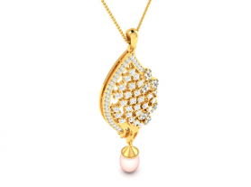 Floral Diamond and Pearl Pendant