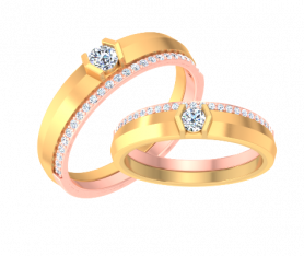 Two-tone Solitaire Diamond Couple Bands
